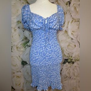 Blue floral mini dress